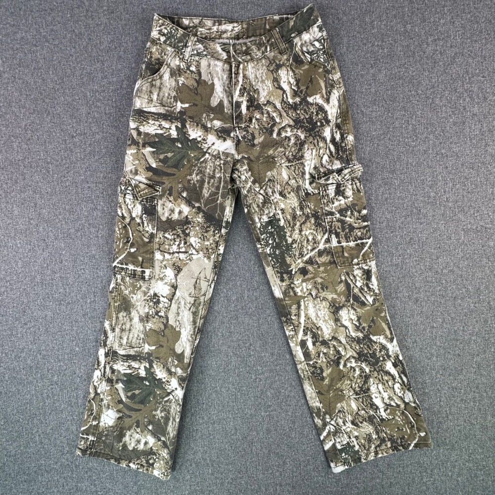 Unbranded Cargo Pants Unisex 26x29 Camo Tree Print Straight Leg Streetwear